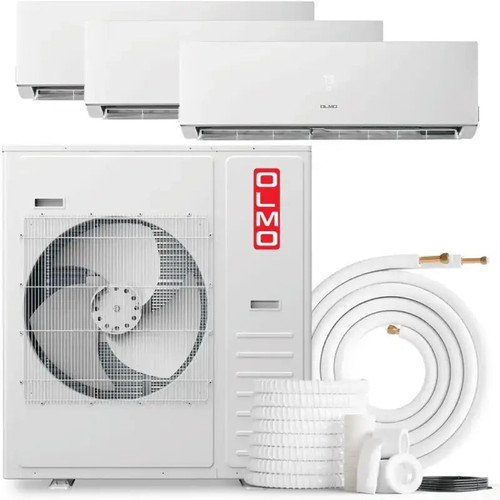 White Olmo Sierra series 3-zone 42k BTU mini split AC with installation kit