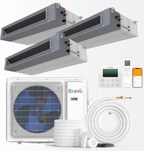 Installation Kit Bravo 36000 BTU Ductless Mini Split Concealed Duct Air Conditioner with R32 refrigerant 230V SEER 23.0 In...