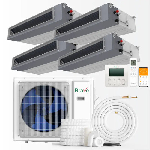 Black Bravo 36000 BTU Ductless Mini Split Concealed Duct Air Conditioner with R32 refrigerant 230V SEER 23.0 Inverter