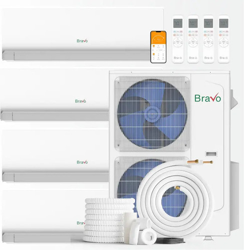 Bravo 42,000 BTU 4-Zone 9k+12k+18k+18k Wall Mount, 230V, R32 - Ductless Mini Split Air Conditioner Heat Pump