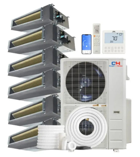 White Indoor Unit Cooper & Hunter 48000 BTU Ductless Mini Split Multi-Zone Air Conditioner with R454B refrigerant 230V SEE...