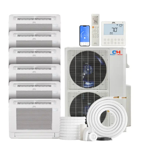 White Cooper & Hunter 60000 BTU Ductless Mini Split Multi-Zone Air Conditioner with R454B refrigerant 230V SEER 22.0 Inverter