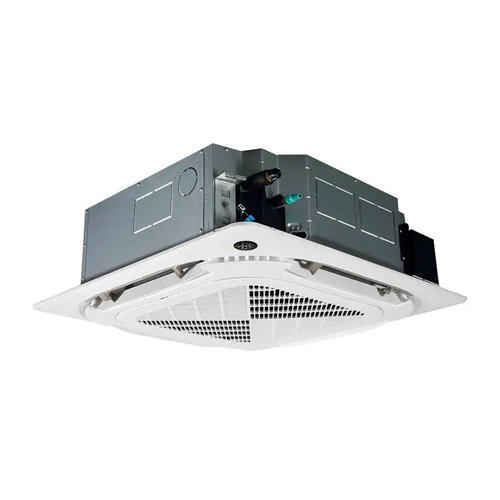 White Cooper & Hunter ceiling cassette AC with r454b internals, 24,000 BTU rated capacity