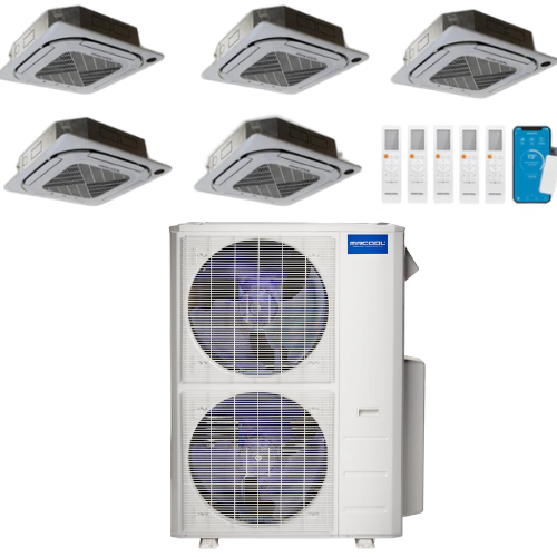 MRCOOL Olympus 4th Generation 5-Zone Ductless Mini Split AC & Heat Pump 48000 BTU (12K+12K+12K+12K+12K), Ceiling Cassette Units, 230V