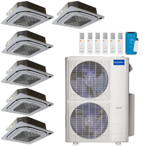 MRCOOL Olympus 4th Generation 6-Zone Ductless Mini Split AC & Heat Pump 48000 BTU (9K+9K+9K+9K+12K+12K), Ceiling Cassette Units, 230V