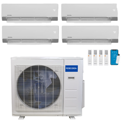 MRCOOL Olympus 4th Generation 4-Zone Ductless Mini Split AC & Heat Pump 36000 BTU (9K+12K+12K+12K), Wall Mount Units, 230V