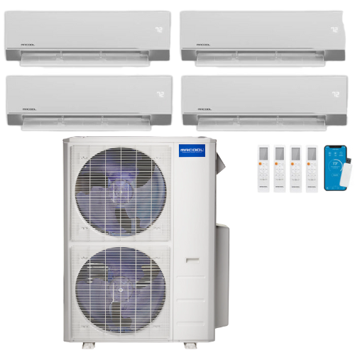 MRCOOL Olympus 4th Generation 4-Zone Ductless Mini Split AC & Heat Pump 48000 BTU (9K+12K+12K+12K), Wall Mount Units, 230V