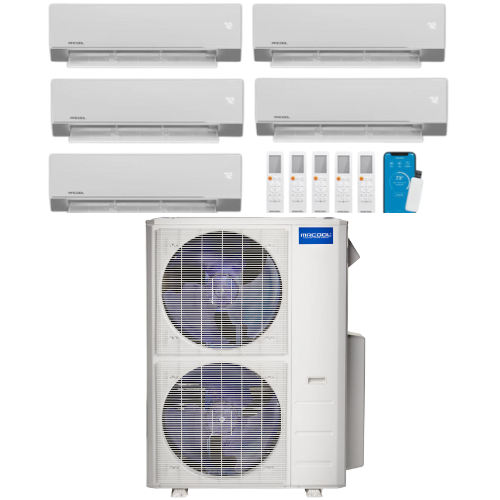 MRCOOL Olympus 4th Generation 5-Zone Ductless Mini Split AC & Heat Pump 48000 BTU (9K+12K+12K+12K+18K), Wall Mount Units, 230V