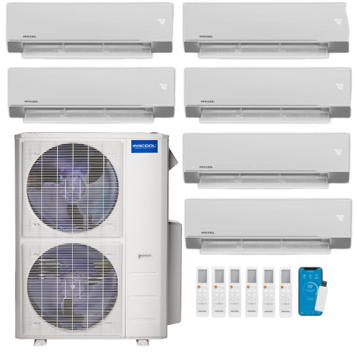 MRCOOL Olympus 4th Generation 6-Zone Ductless Mini Split AC & Heat Pump 48000 BTU (9K+9K+9K+9K+12K+12K), Wall Mount Units, 230V