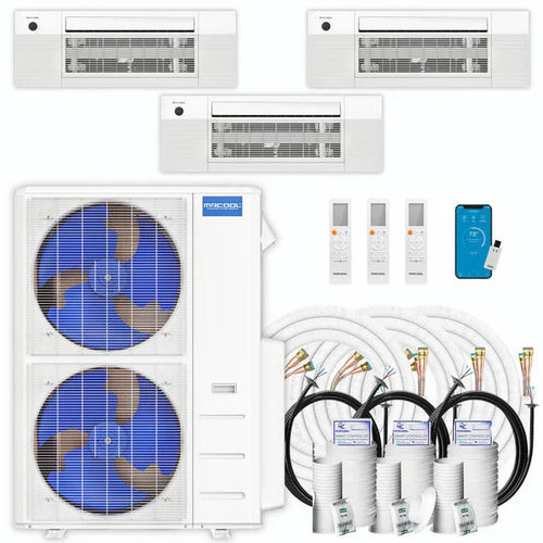 MRCOOL DIY 5th Gen 3-Zone Ductless Mini Split AC & Heat Pump 48000 BTU (9K+9K+12K), One-Way Cassette Units, 230V