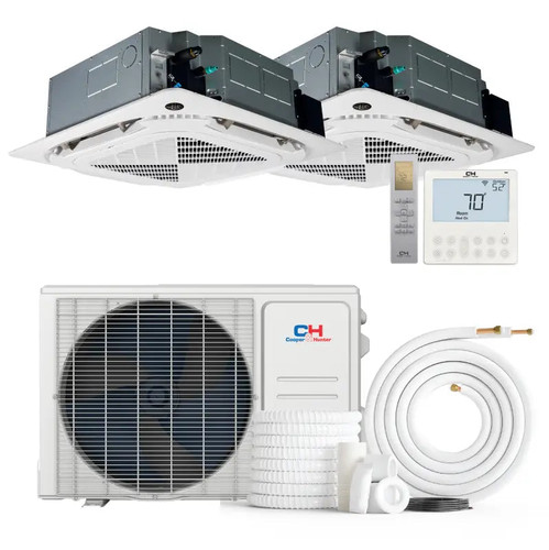 Cooper & Hunter 2 Zone 18,000 BTU OLIVIA Ductless Mini Split AC Ceiling Cassette 9k+12k