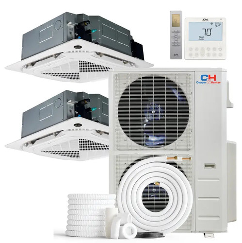 Cooper & Hunter 2 Zone 48,000 BTU OLIVIA Ductless Mini Split AC Ceiling Cassette 24k+24k