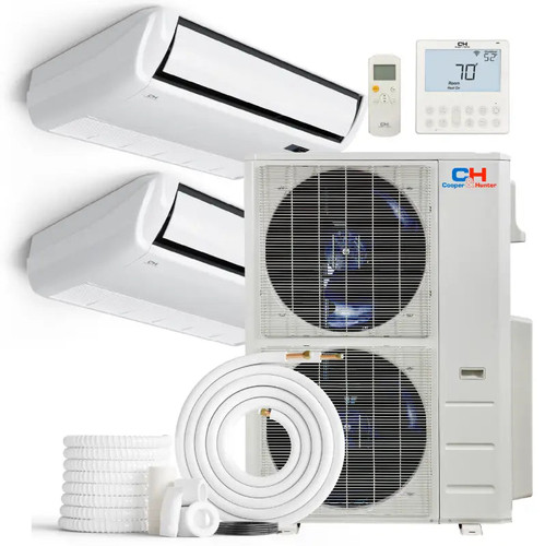 Cooper & Hunter 2 Zone 48,000 BTU Ductless Mini Split AC Universal Floor/Ceiling 18k+24k