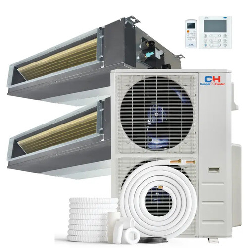 Cooper & Hunter 2 Zone 48,000 BTU Ducted Mini Split AC Concealed Duct 24k+24k