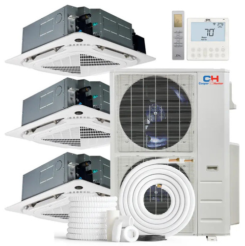 Cooper & Hunter 3 Zone 48,000 BTU OLIVIA Ductless Mini Split AC Ceiling Cassettes 12k+18k+24k