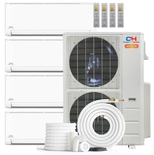 Cooper & Hunter 4 Zone 48,000 BTU HYPER Series Ductless Mini Split AC Wall Mounted 9k+9k+18k+18k