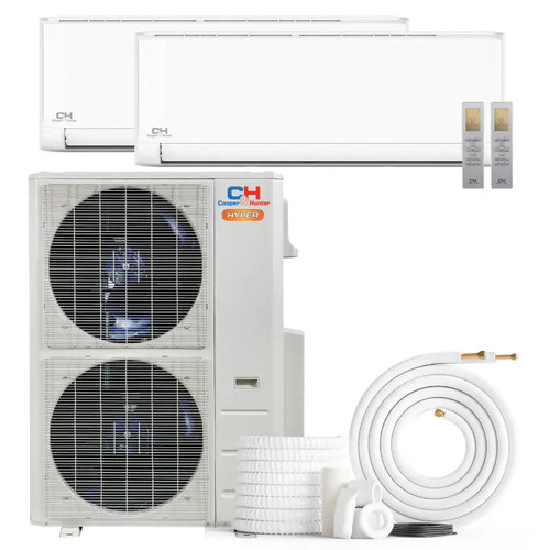 Cooper & Hunter 2 Zone 48,000 BTU Hyper Series Ductless Mini Split AC Wall Mounted 12k+36k