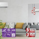 Sleek white OLMO Sierra series 27k BTU 2-zone mini split AC with r454b logos