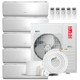 White Omo 5-zone 42k BTU ductless mini split AC with 12k 12k units, r454b