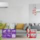 Sleek white OLMO ductless mini split wall AC, 5 zone 42k BTU r454b
