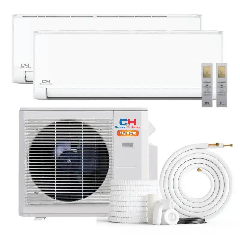 Cooper & Hunter 2 Zone 19,000 BTU HYPER Series Ductless Mini Split AC Wall Mounted 9k+9k