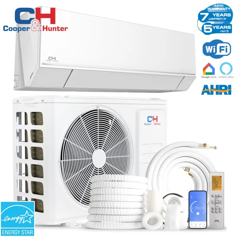 Cooper&Hunter, 9,000 BTU Hyper Cooling and Heating Ductless Mini Split Wall Mount Air to Air System, with installation kit option