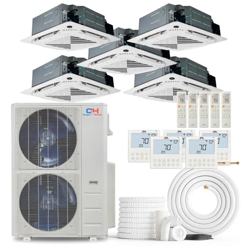 Cooper & Hunter 5 Zone 60,000 BTU Ceiling Cassette Ductless Mini Split AC/Heat Pump 9K+9K+12K+12K+18K - R454B