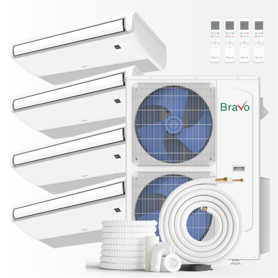 White Indoor Unit Bravo 42000 BTU Ductless Mini Split Universal Floor/Ceiling Air Conditioner with R32 refrigerant 230V SE...