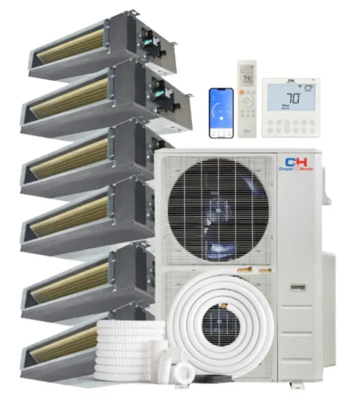 White Outdoor Unit Cooper & Hunter 48000 BTU Ductless Mini Split Multi-Zone Air Conditioner with R454B refrigerant 230V SE...