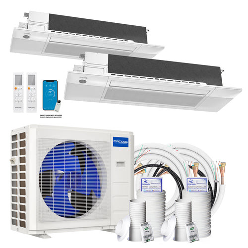 MRCOOL DIY 5th Gen 2-Zone Ductless Mini Split AC & Heat Pump 27000 BTU (18K+18K), One-Way Cassette Units, 230V