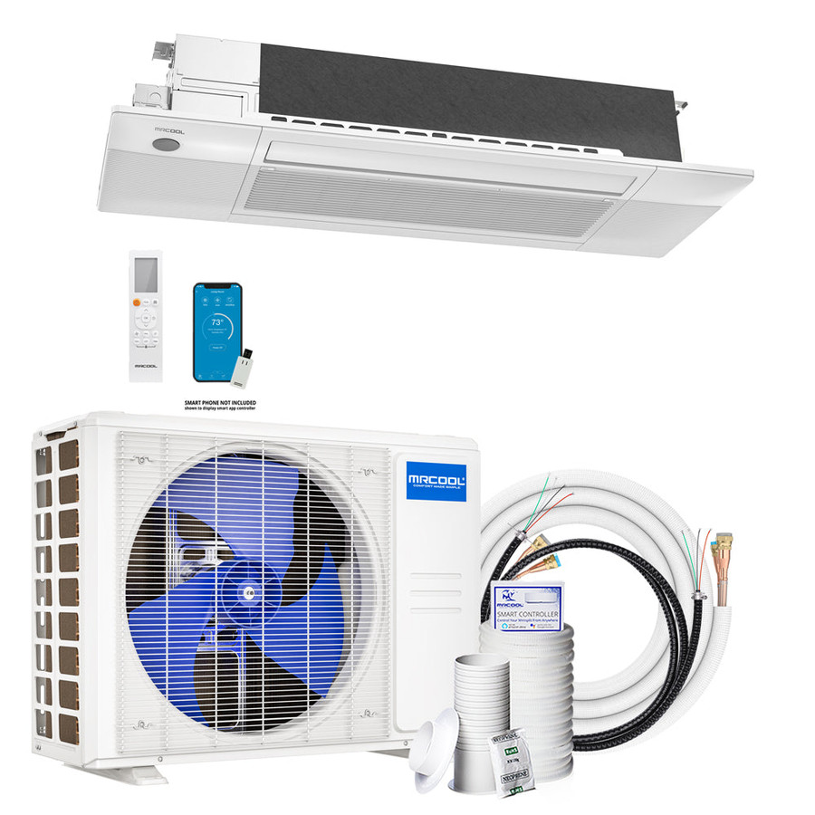 MRCOOL DIY 5th Gen Hyper Heat 18K BTU Single Zone Ceiling Cassette Mini Split System 230V, with 25FT Pre-charged  Installation Kit, DIYHH-18-HP-CS-230D25-O
