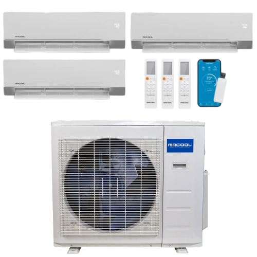 MRCOOL Olympus 4th Generation 3-Zone Ductless Mini Split AC & Heat Pump 27000 BTU (12K+12K+12K), Wall Mount Units, 230V