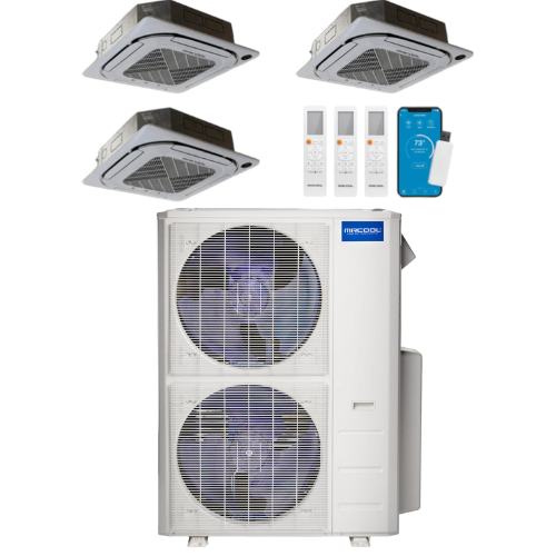 MRCOOL Olympus 4th Generation 3-Zone Ductless Mini Split AC & Heat Pump 48000 BTU (12K+12K+18K), Ceiling Cassette Units, 230V