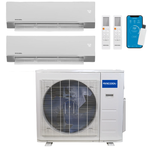MRCOOL Olympus 4th Generation 2-Zone Ductless Mini Split AC & Heat Pump 36000 BTU (9K+9K), Wall Mount Units, 230V