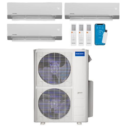 MRCOOL Olympus 4th Generation 3-Zone Ductless Mini Split AC & Heat Pump 48000 BTU (12K+12K+18K), Wall Mount Units, 230V