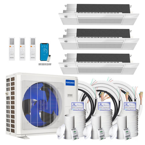 MRCOOL DIY 5th Gen 3-Zone Ductless Mini Split AC & Heat Pump 36000 BTU (9K+9K+18K), One-Way Cassette Units, 230V