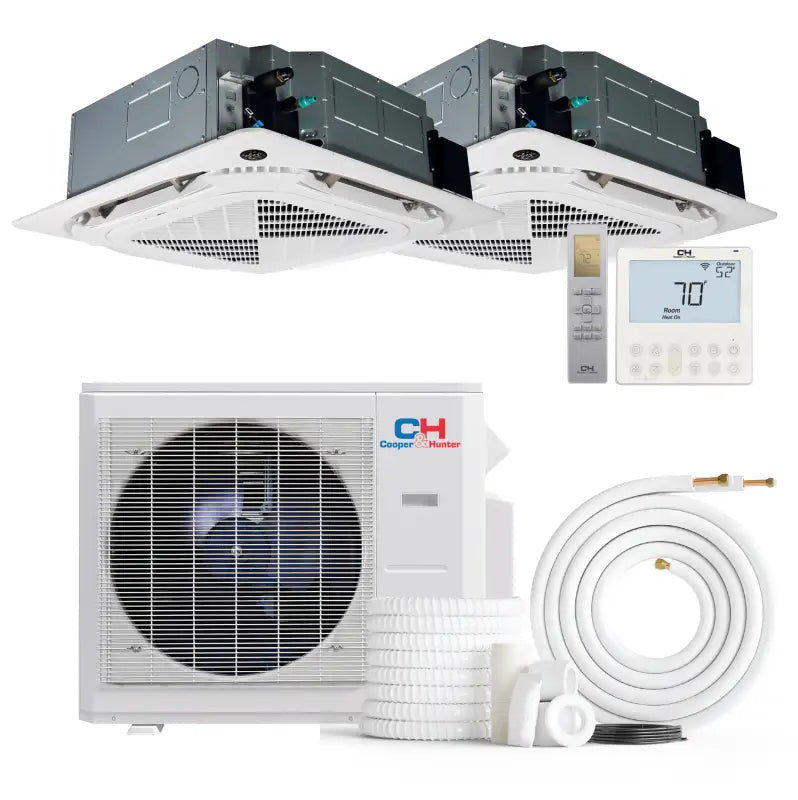 Cooper & Hunter 2 Zone 28,000 BTU OLIVIA Ductless Mini Split AC Ceiling Cassette 9k+18k