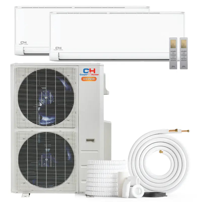 Cooper & Hunter 2 Zone 36,000 BTU Hyper Series Ductless Mini Split AC Wall Mounted 18k+18k