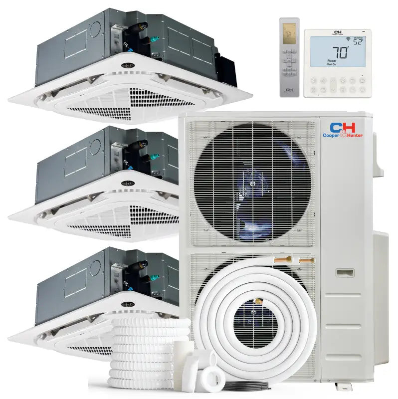 Cooper & Hunter 3 Zone 48,000 BTU OLIVIA Ductless Mini Split AC Ceiling Cassettes 18k+18k+24k