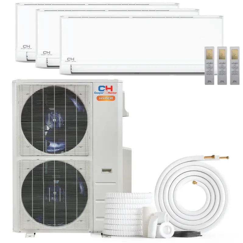 Cooper & Hunter 3 Zone 48,000 BTU Hyper Series Ductless Mini Split AC Wall Mounted 18k+18k+18k