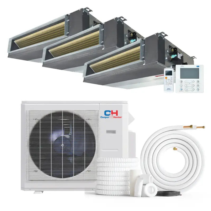 Cooper & Hunter 3 Zone 28,000 BTU Ducted Mini Split AC Concealed Duct 9k+9k+9k