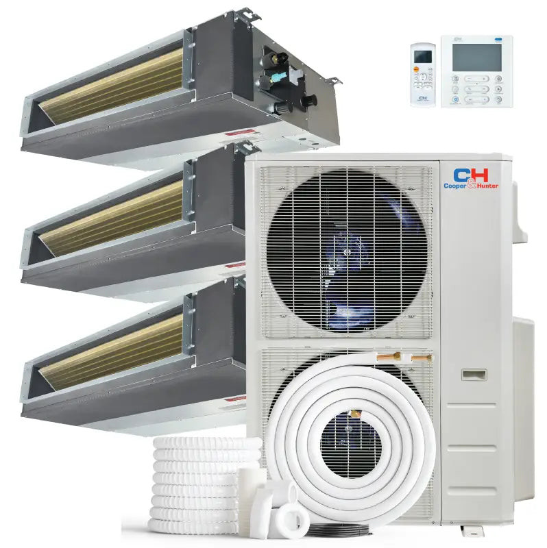 Cooper & Hunter 3 Zone 48,000 BTU Ducted Mini Split AC Concealed Duct 9k+12k+24k