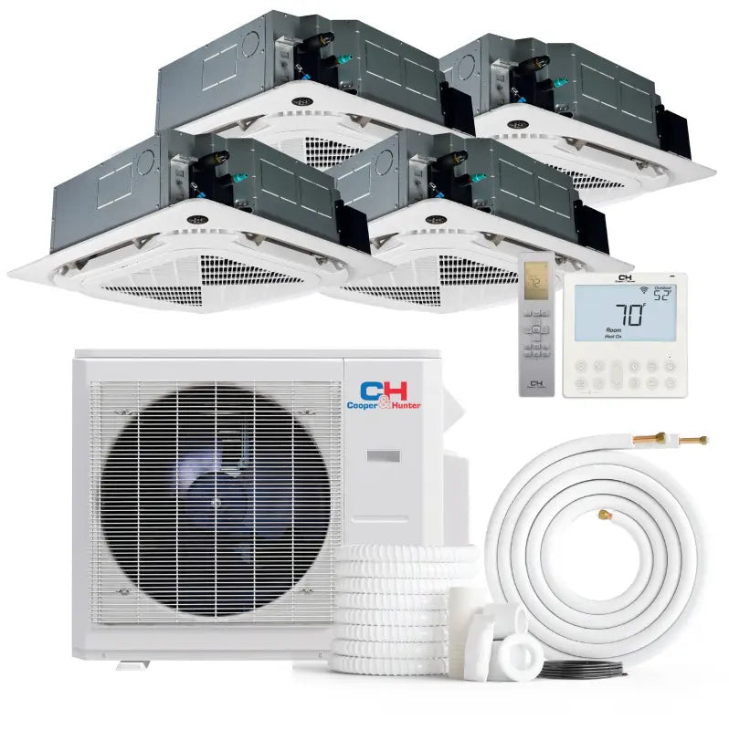 Cooper & Hunter 4 Zone 36,000 BTU Ductless Mini Split AC Ceiling Cassettes 12k+12k+12k+12k