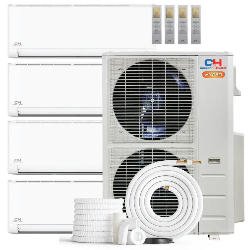 Cooper & Hunter 4 Zone 48,000 BTU HYPER Series Ductless Mini Split AC Wall Mounted 9k+18k+18k+18k
