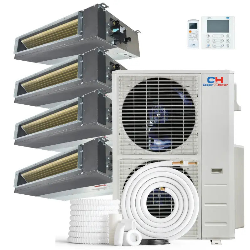 Cooper & Hunter 4 Zone 48,000 BTU Ducted Mini Split AC Concealed Duct 9k+18k+18k+18k