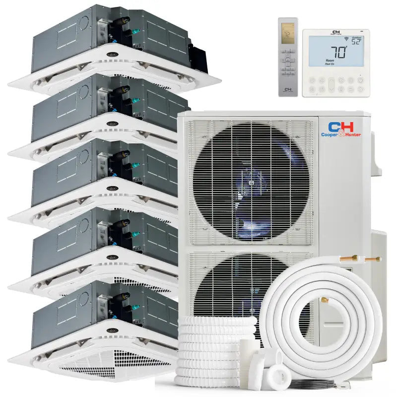 Cooper & Hunter 5 Zone 48,000 BTU OLIVIA Ductless Mini Split AC Ceiling Cassette 9k+9k+9k+9k+12k