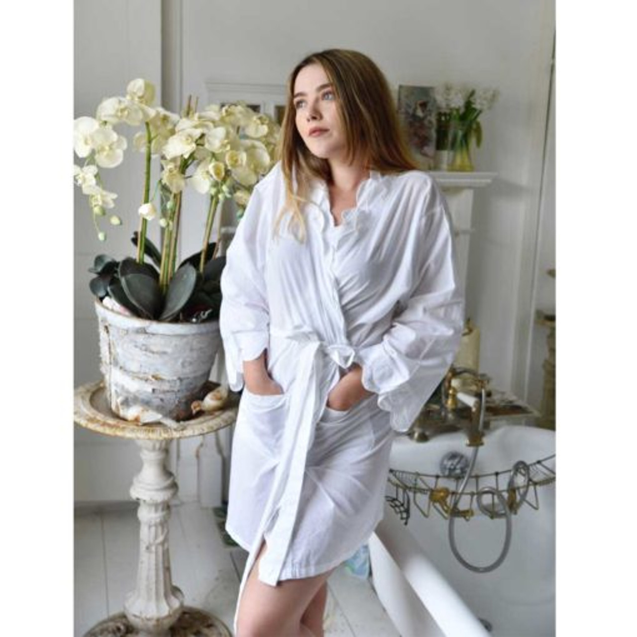 LTS PREMIUM Tall Womens White Cotton Towelling Maxi Robe | Long Tall Sally