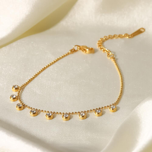 Cubic Zirconia ball chain bracelet in gold