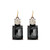 Twin gem earring in black & clear