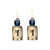 Twin gem earring in smoke & deep blue